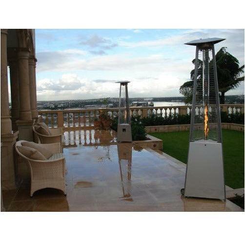 AZ Patio Heaters Hiland Tall Commercial Triangle Glass Tube Heater - Fire Pit Stock