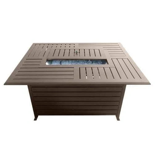 AZ Patio Heaters Rectangle Aluminum Slatted Fire Pit With Stainless Steel Propane Burner - Fire Pit Stock