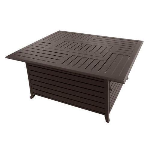 AZ Patio Heaters Rectangle Aluminum Slatted Fire Pit With Stainless Steel Propane Burner - Fire Pit Stock