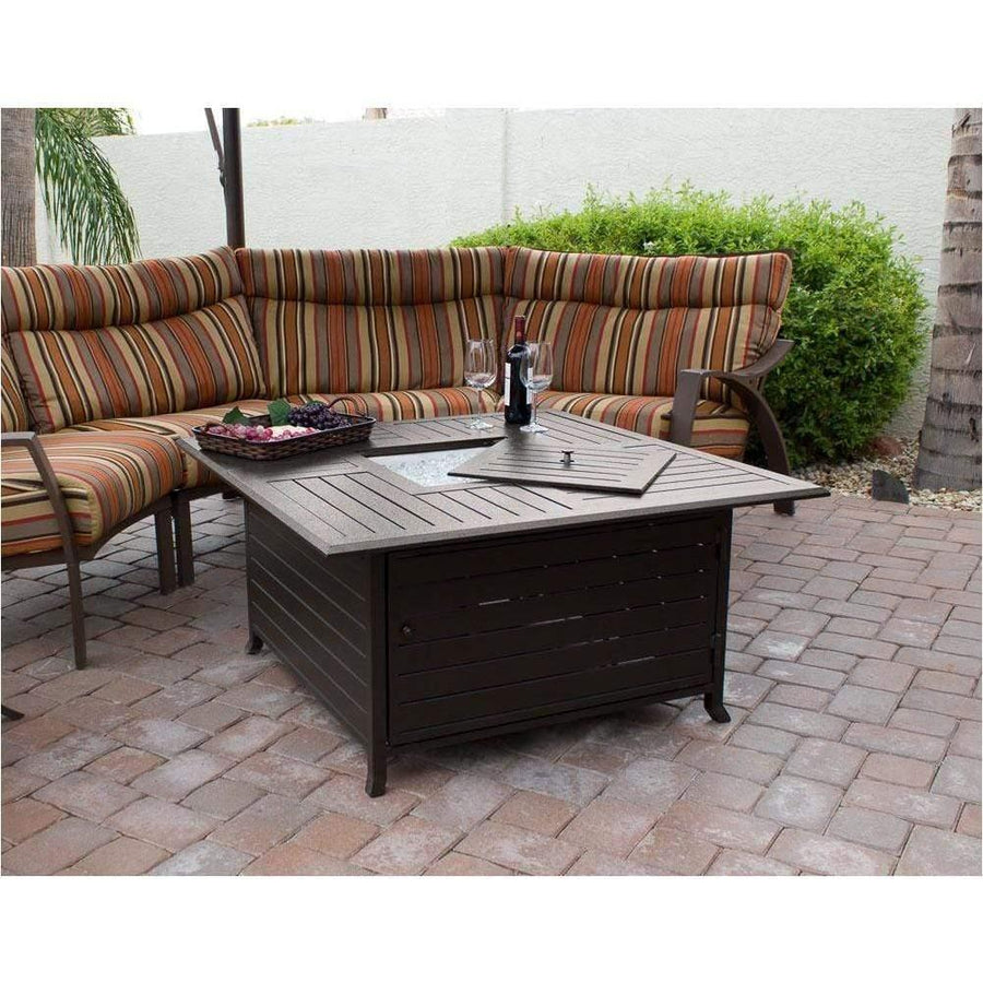 AZ Patio Heaters Square Extruded Aluminum Firepit with Lid - Fire Pit Stock
