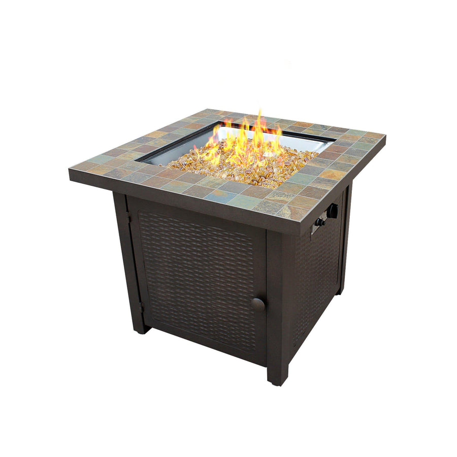 AZ Patio Heaters Square Slate Fire Pit in Bronze - Fire Pit Stock