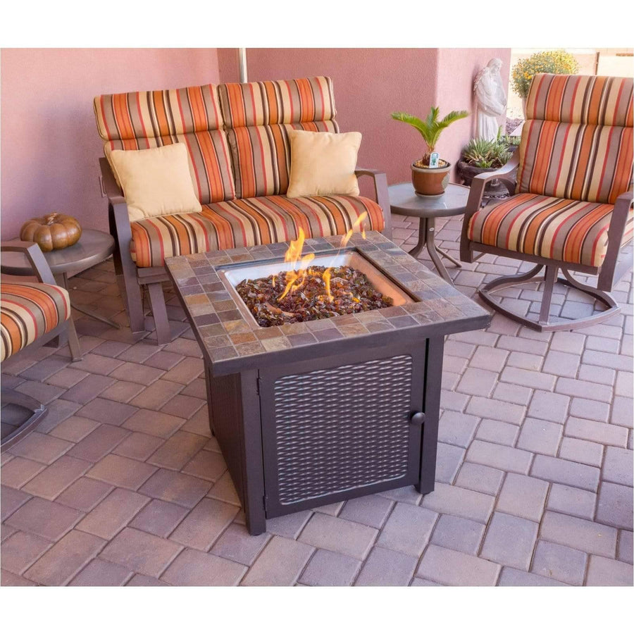 AZ Patio Heaters Square Slate Fire Pit in Bronze - Fire Pit Stock