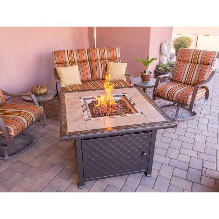 AZ Patio Heaters Square Tile Fire Pit in Bronze - Fire Pit Stock