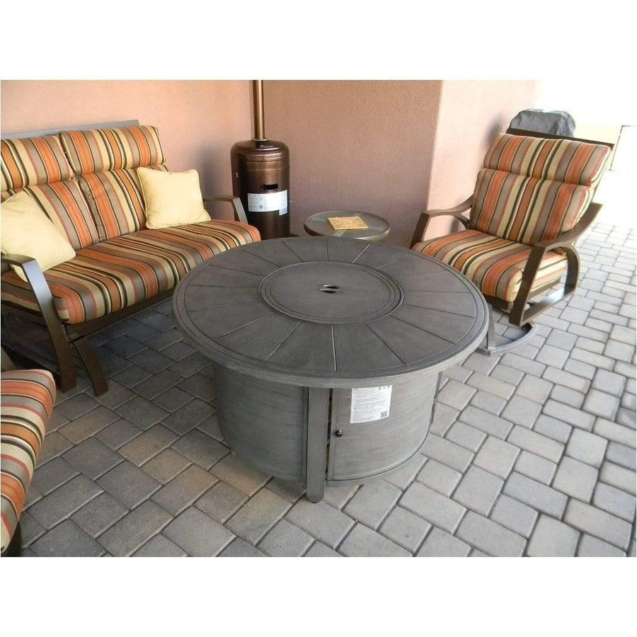 Brushed Wood Round Fire Pit - Fire Pit Stock