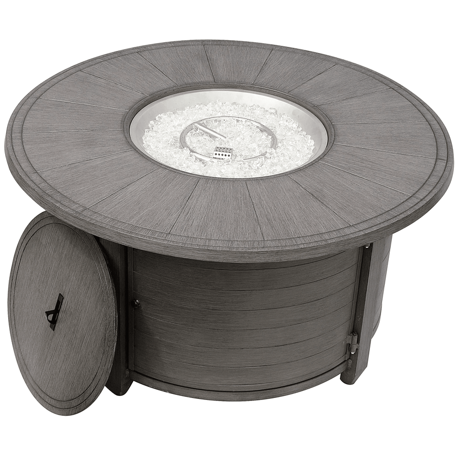Brushed Wood Round Fire Pit - Fire Pit Stock