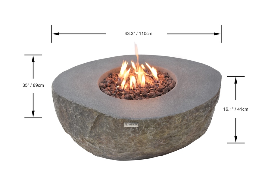Elementi - Boulder Round Concrete Fire Pit Table OFG110 - Fire Pit Stock