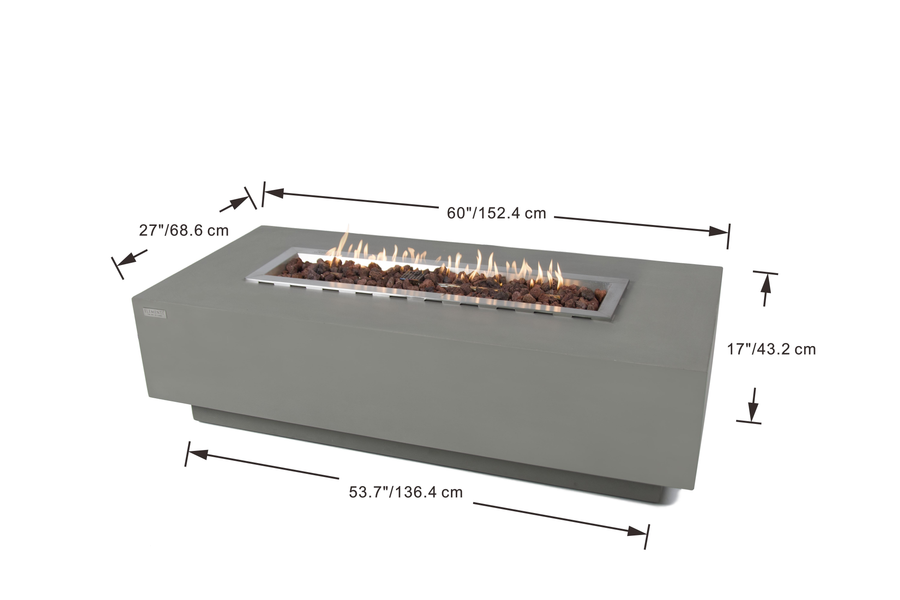 Elementi - Granville Rectangular Concrete Fire Pit Table OFG121 - Fire Pit Stock