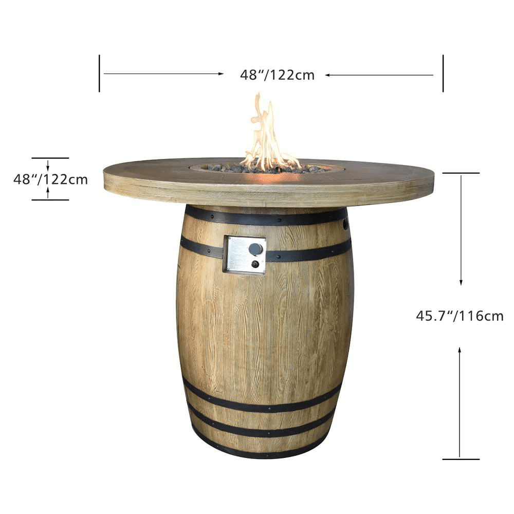 Elementi - Lafite Barrel Fire Pit Table in Liquid Propane OFG225 - Fire Pit Stock