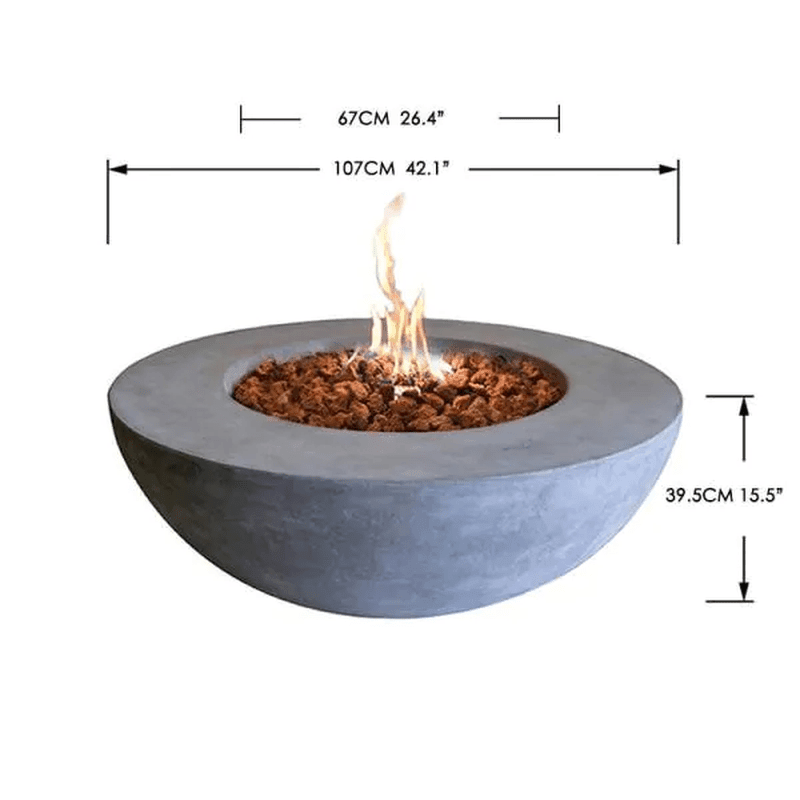 Elementi - Lunar Round Concrete Fire Pit Table OFG101 - Fire Pit Stock