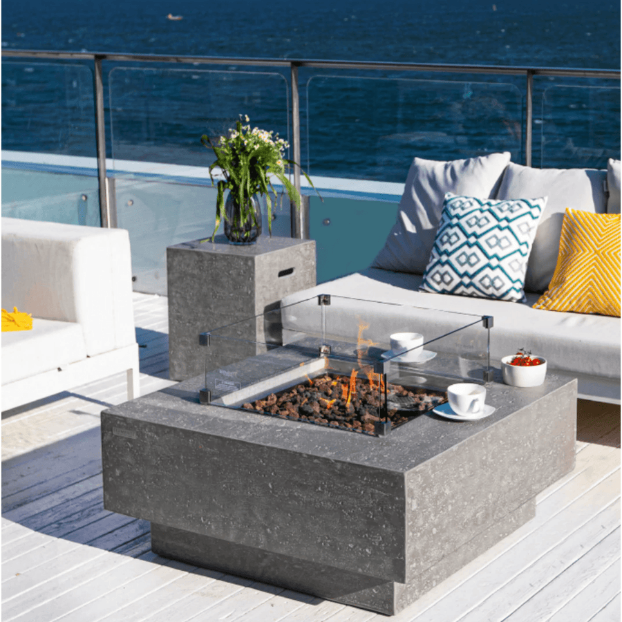 Square concrete store fire pit table