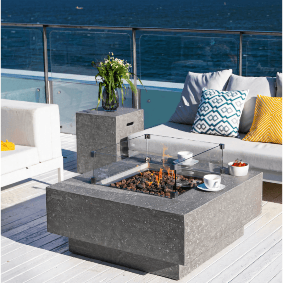 Square concrete fire pit table deals