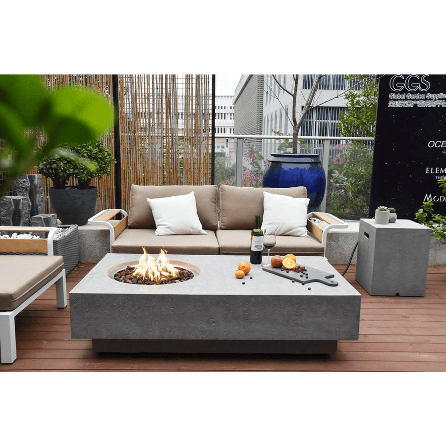 Elementi - Metropolis Rectangle Concrete Fire Pit Table OFG104 - Fire Pit Stock