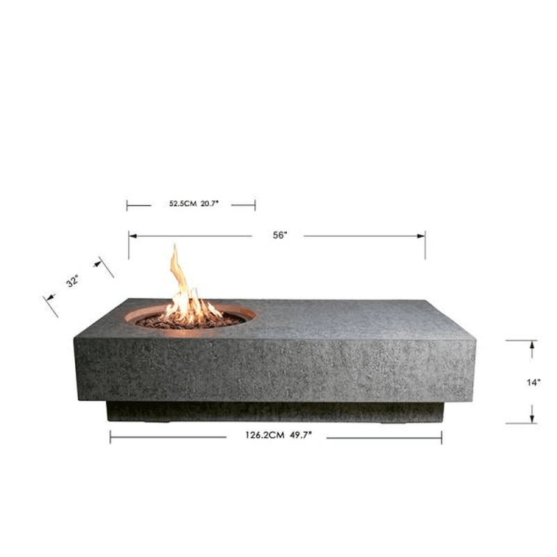 Elementi - Metropolis Rectangle Concrete Fire Pit Table OFG104 - Fire Pit Stock