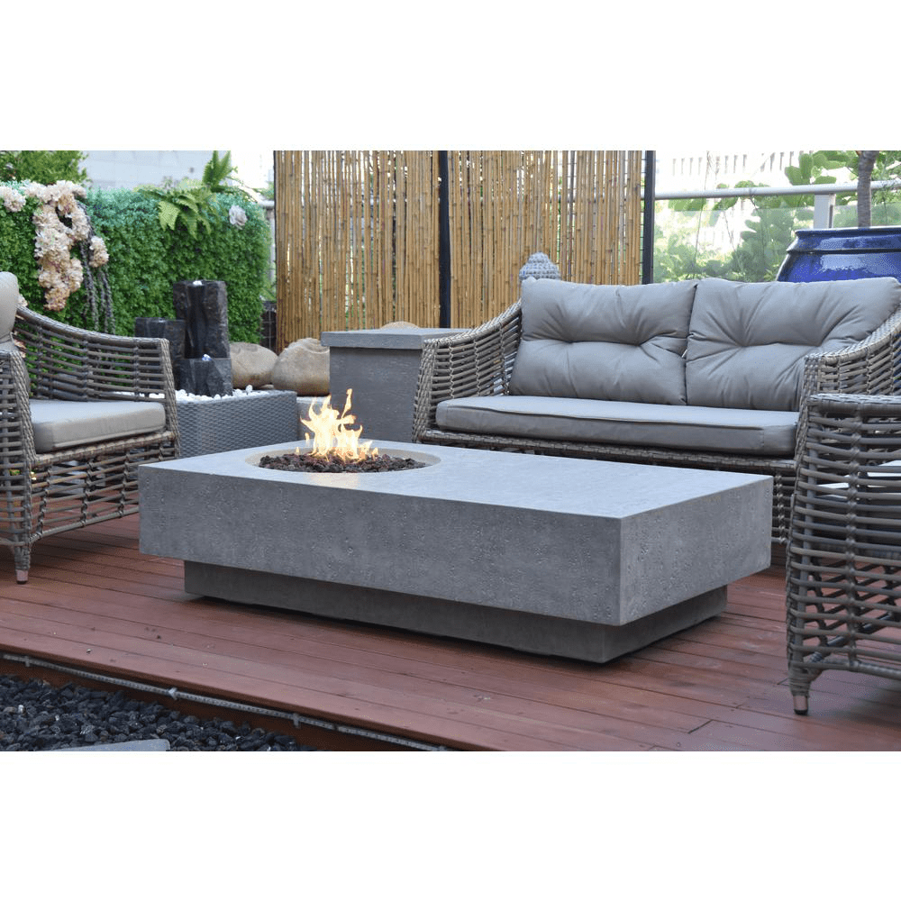 Elementi - Metropolis Rectangle Concrete Fire Pit Table OFG104 - Fire Pit Stock