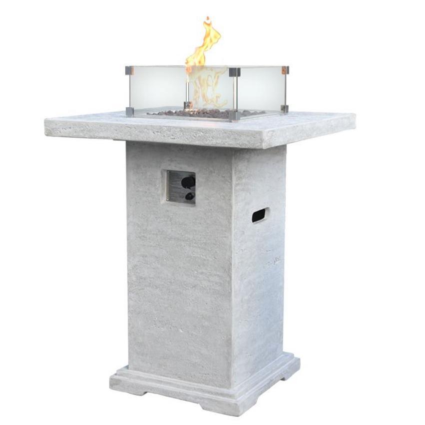 Elementi - Montreal Bar Square Fire Pit Bar Table, Hidden Propane Storage OFG221 - Fire Pit Stock