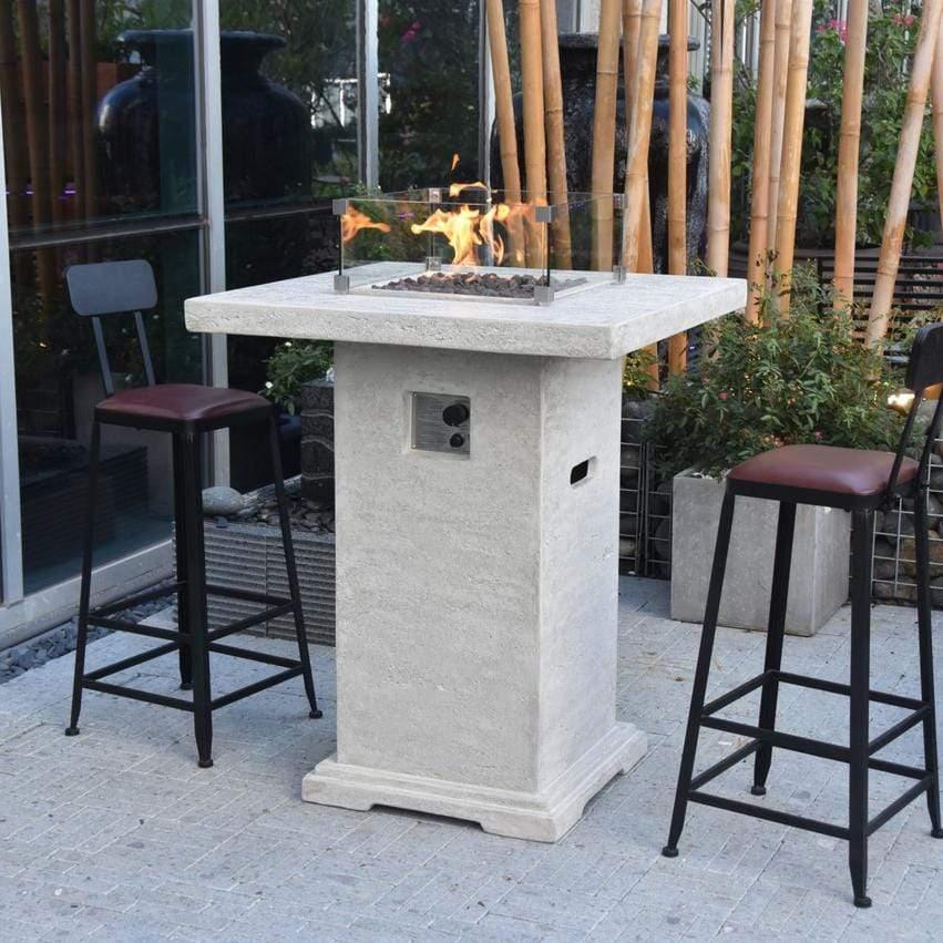 Elementi - Montreal Bar Square Fire Pit Bar Table, Hidden Propane Storage OFG221 - Fire Pit Stock
