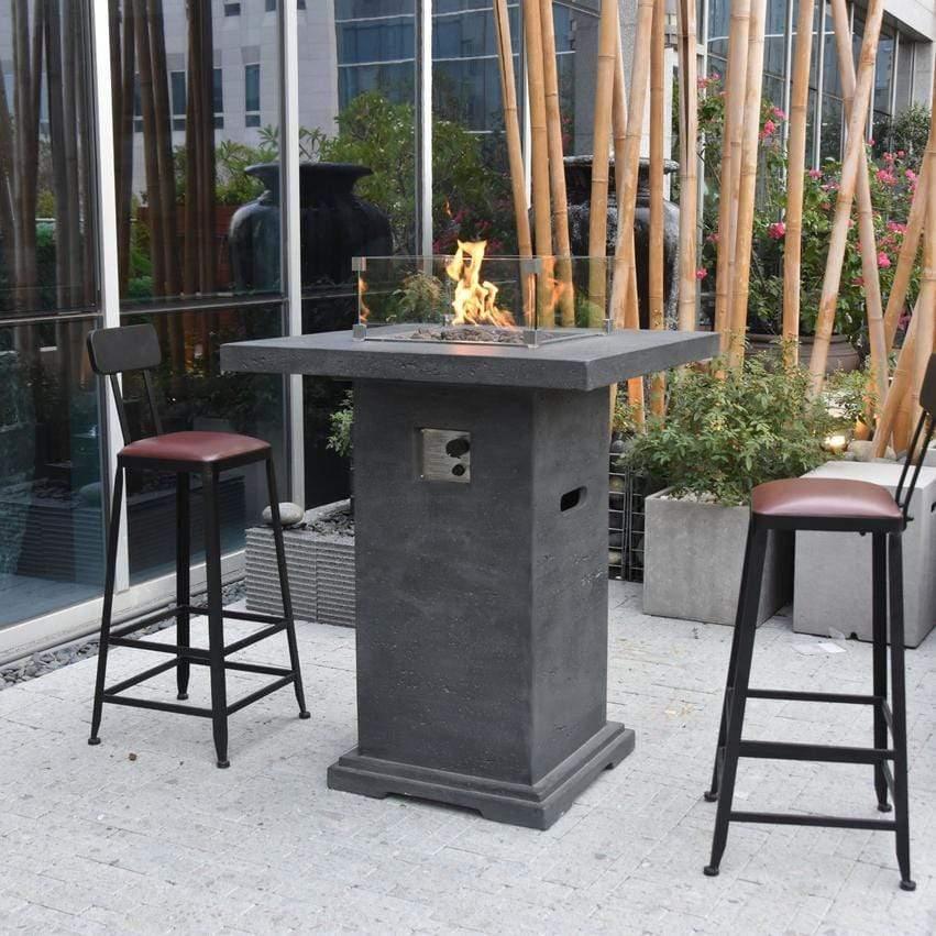 Elementi - Montreal Bar Square Fire Pit Bar Table, Hidden Propane Storage OFG221 - Fire Pit Stock