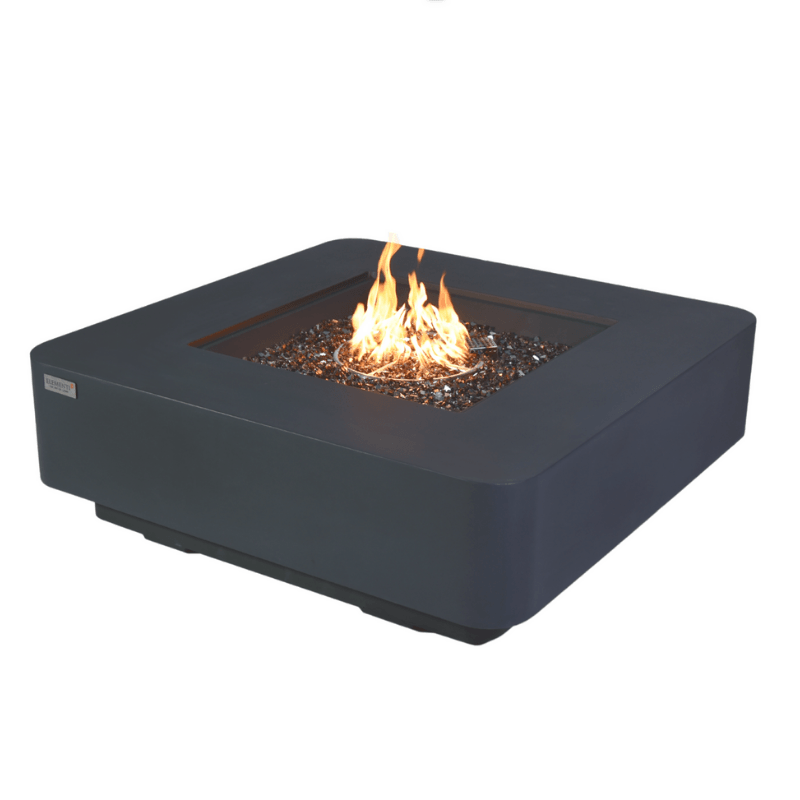 Elementi Plus - Bergamo Square Concrete Fire Pit Table - OFG419DG - Fire Pit Stock