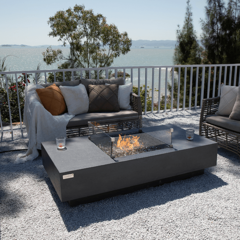 Elementi Plus - Cannes Rectangular Concrete Fire Pit Table - OFG416DG - Fire Pit Stock