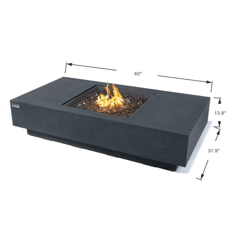 Elementi Plus - Cannes Rectangular Concrete Fire Pit Table - OFG416DG - Fire Pit Stock