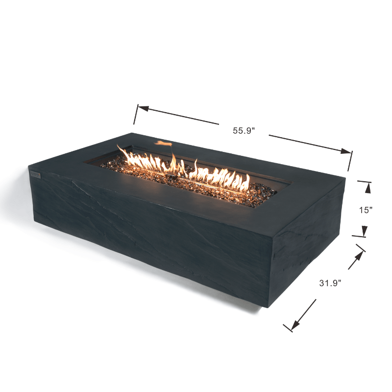 Elementi Plus - Cape Town Rectangular Concrete Fire Pit Table - OFG410SL - Fire Pit Stock