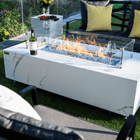 Thumbnail for Elementi Plus - Carrara Rectangular Marble Fire Pit Table - OFP121BW - Fire Pit Stock
