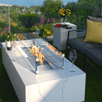 Thumbnail for Elementi Plus - Carrara Rectangular Marble Fire Pit Table - OFP121BW - Fire Pit Stock