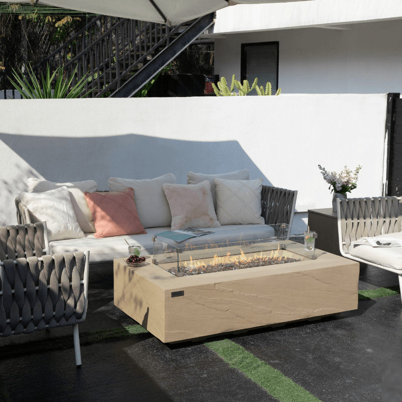 Elementi Plus - Colorado Rectangular Concrete Fire Pit Table - OFG410SY - Fire Pit Stock