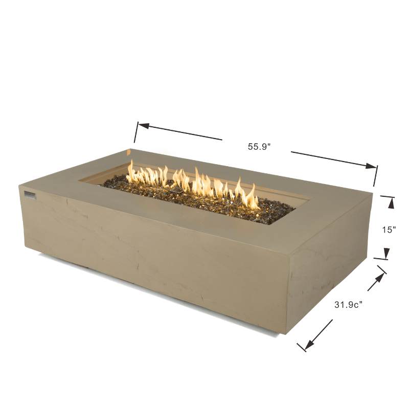 Elementi Plus - Colorado Rectangular Concrete Fire Pit Table - OFG410SY - Fire Pit Stock