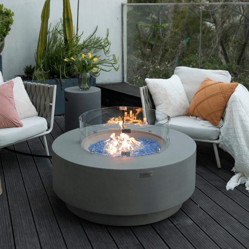 Elementi Plus - Colosseo Round Concrete Fire Pit Table - OFG414LG - Fire Pit Stock