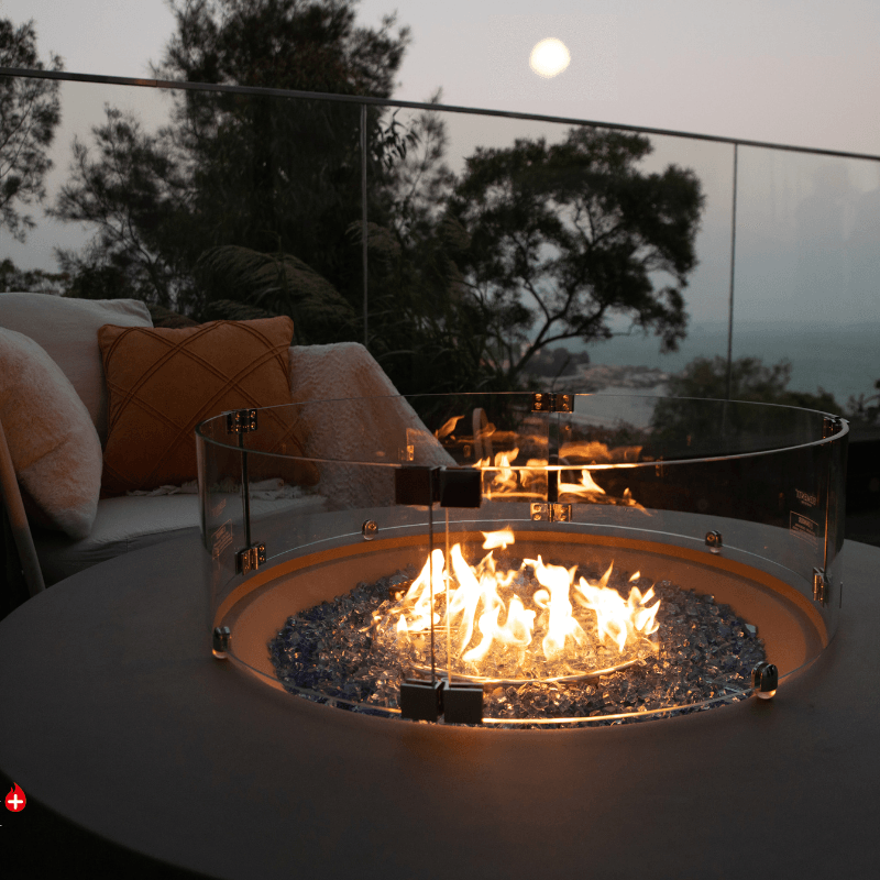 Elementi Plus - Colosseo Round Concrete Fire Pit Table - OFG414LG - Fire Pit Stock
