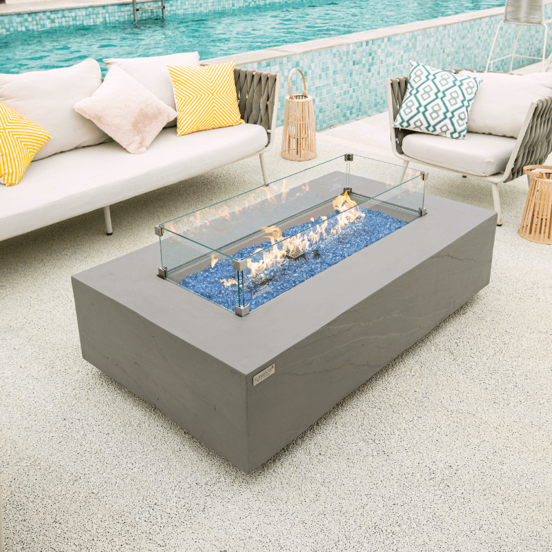 Elementi Plus - Meteora Rectangular Concrete Fire Pit Table - OFG410SG - Fire Pit Stock