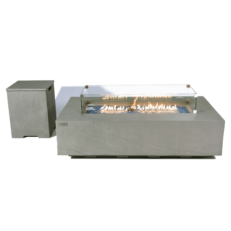 Elementi Plus - Meteora Rectangular Concrete Fire Pit Table - OFG410SG - Fire Pit Stock