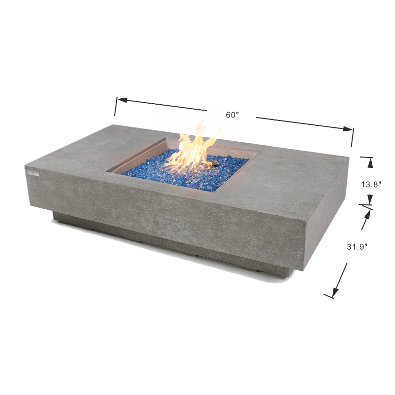 Elementi Plus - Monte Carlo Rectangular Concrete Fire Pit Table - OFG416LG - Fire Pit Stock