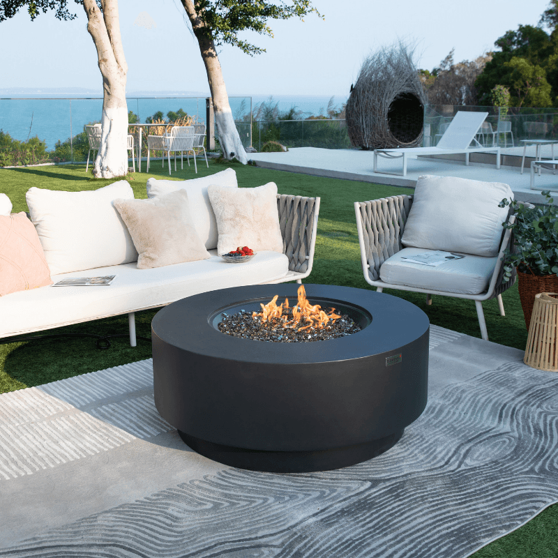 Elementi Plus - Nimes Round Concrete Fire Pit Table - OFG414DG - Fire Pit Stock