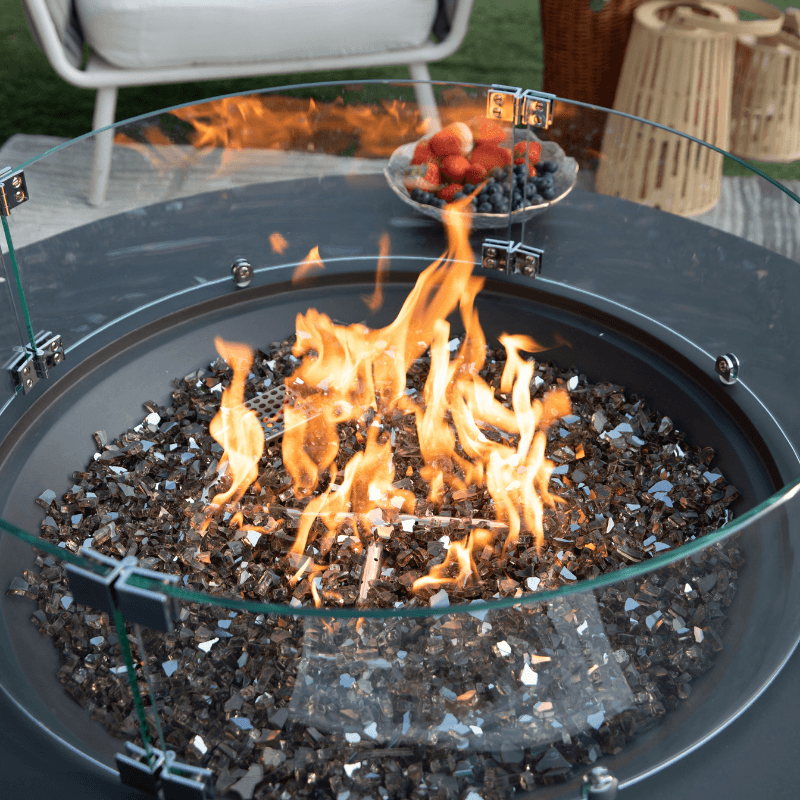 Elementi Plus - Nimes Round Concrete Fire Pit Table - OFG414DG - Fire Pit Stock