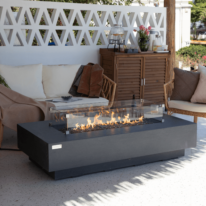 Elementi Plus - Positano Rectangular Concrete Fire Pit Table - OFG415DG - Fire Pit Stock