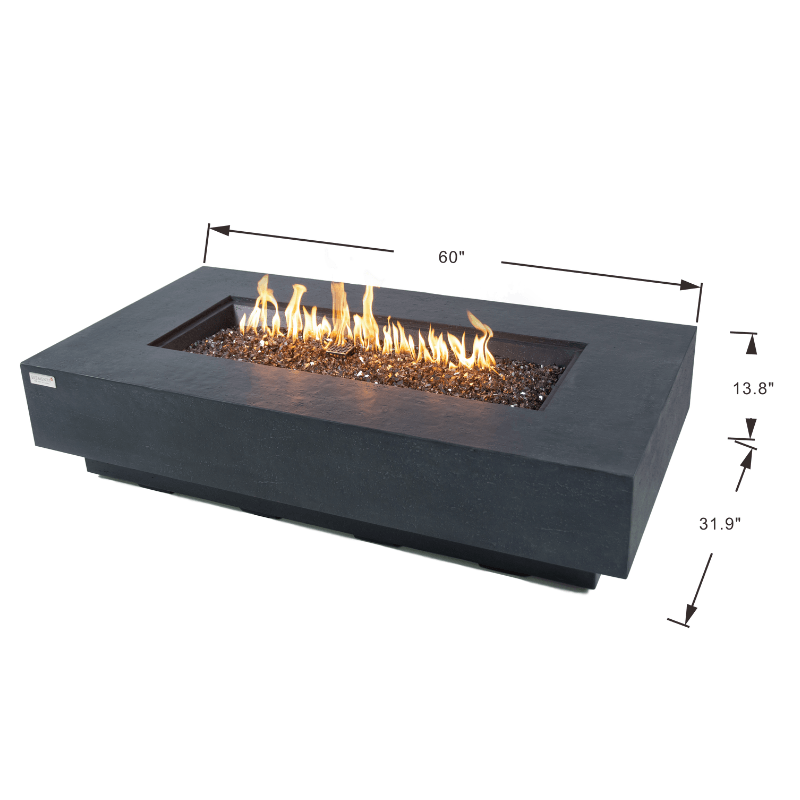Elementi Plus - Positano Rectangular Concrete Fire Pit Table - OFG415DG - Fire Pit Stock