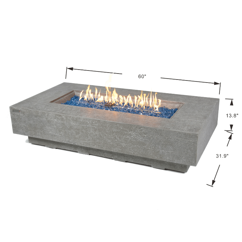 Elementi Plus - Riviera Rectangular Concrete Fire Pit Table - OFG415LG - Fire Pit Stock