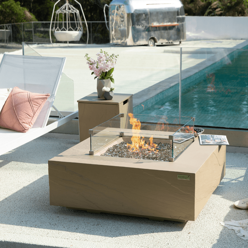 Elementi Plus - Uluru Square Concrete Fire Pit Table - OFG411SY - Fire Pit Stock