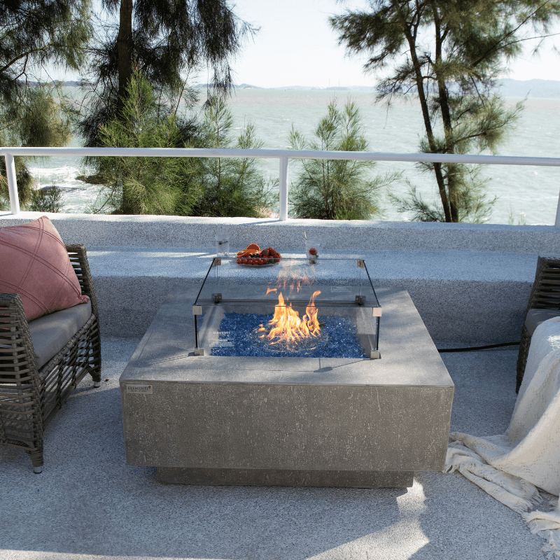 Elementi Plus - Victoria Square Concrete Fire Pit Table - OFG413LG - Fire Pit Stock