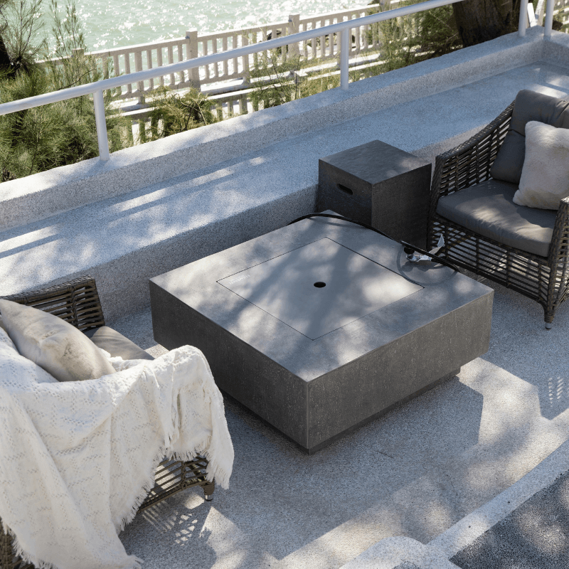 Elementi Plus - Victoria Square Concrete Fire Pit Table - OFG413LG - Fire Pit Stock