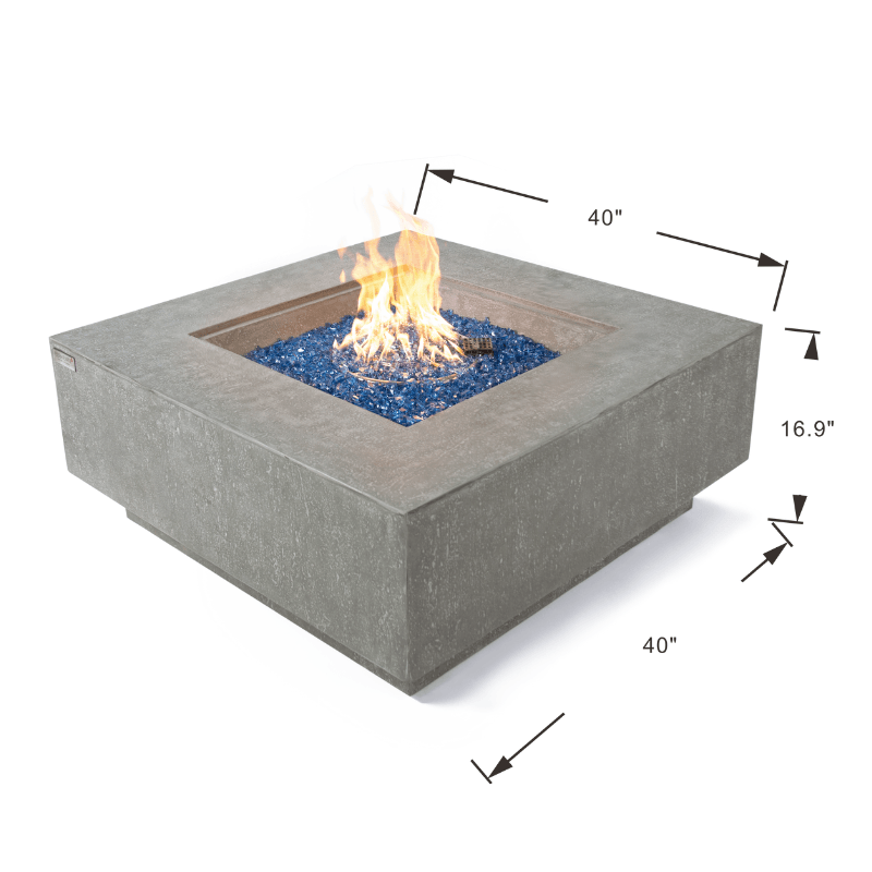 Elementi Plus - Victoria Square Concrete Fire Pit Table - OFG413LG - Fire Pit Stock