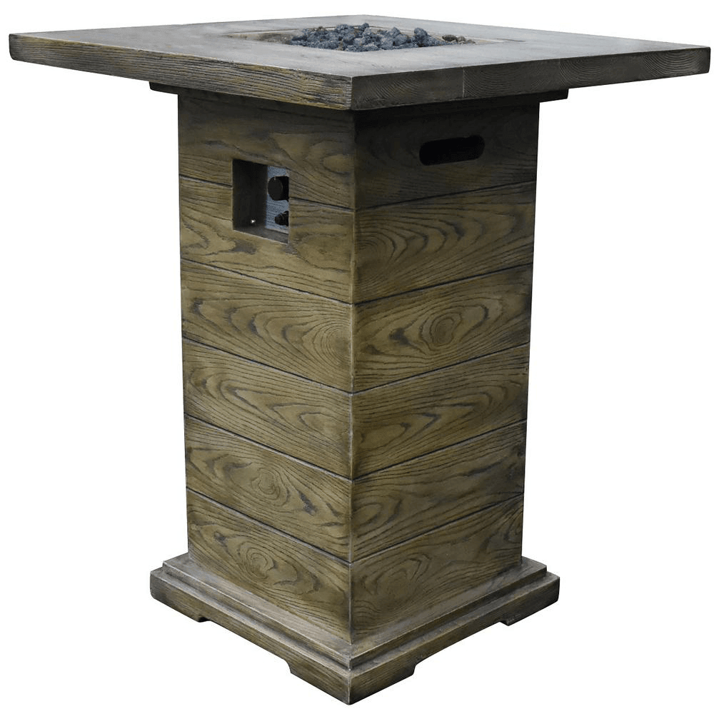 Elementi - Rova Bar Square Fire Pit Table, Hidden Propane Storage - OFG224 - Fire Pit Stock