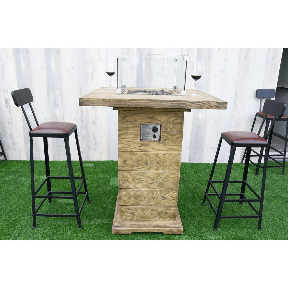Elementi - Rova Bar Square Fire Pit Table, Hidden Propane Storage - OFG224 - Fire Pit Stock