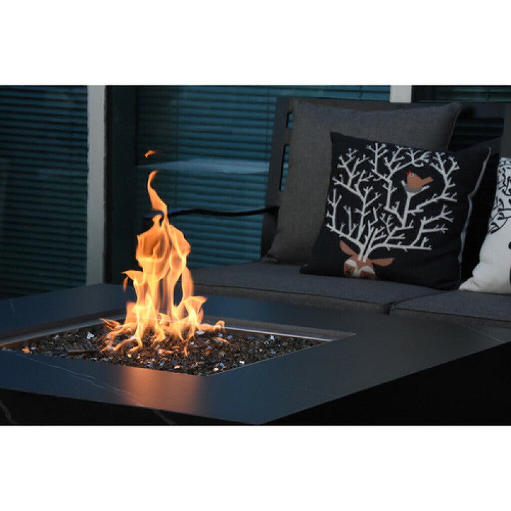 Elementi - Sofia Marble Porcelain Square Fire Pit Table - OFP103BB - Fire Pit Stock