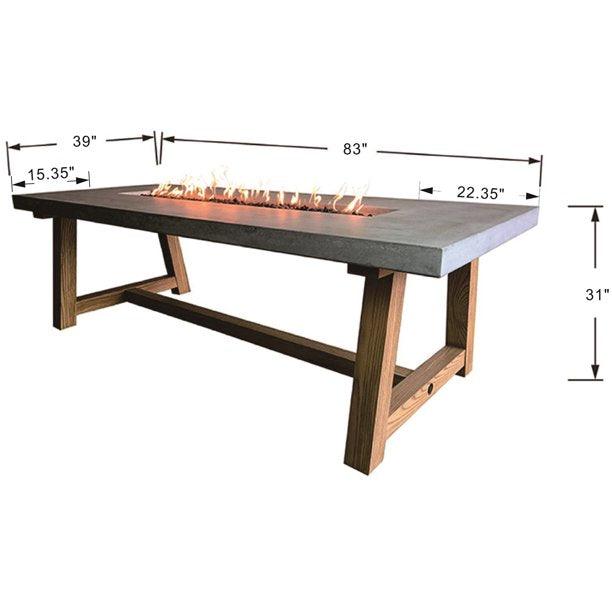 Elementi - Sonoma Workshop Dining Rectangular Fire Pit Table OFG201 - Fire Pit Stock