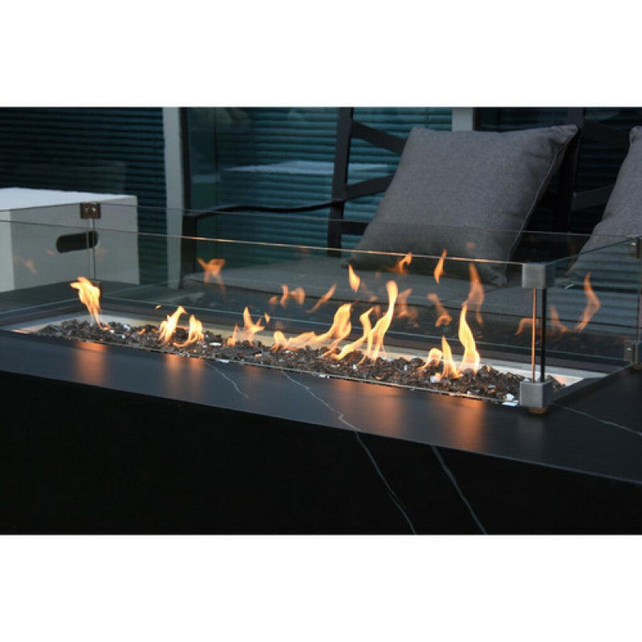 Elementi - Varna Marble Porcelain Rectangular Fire Pit Table - OFP121BB - Fire Pit Stock