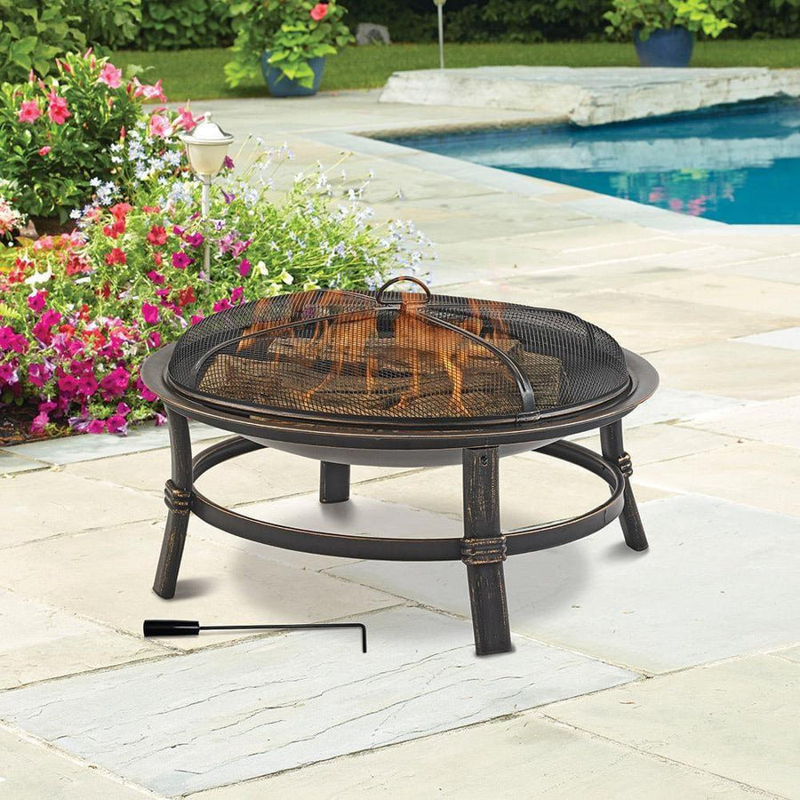 Endless Summer 29" Brushed Copper Wood Burning outdoor Firebowl - WAD15121MT - Fire Pit Stock