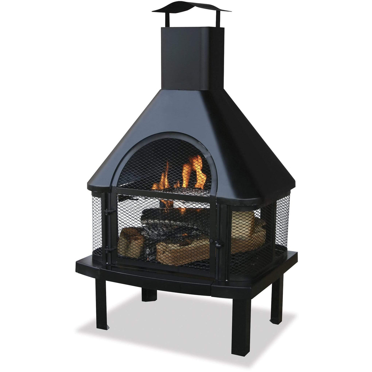 Endless Summer Black Wood Burning Outdoor Firehouse With Chimney - WAF1013C - Fire Pit Stock